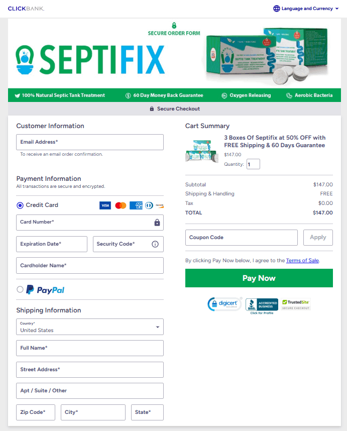 Septifix Checkout